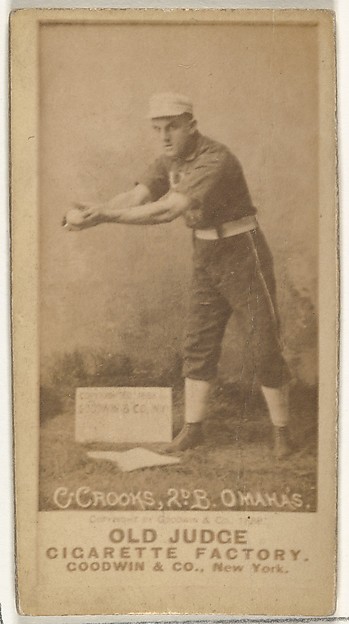 Goodwin & Company, John Charles "Jack" Crooks, 2nd Base, Omaha Omahogs/ Lambs, from the Old Judge series (N172) for Old Judge Cigarettes