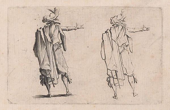 Jacques Callot, L'Homme Vu de Dos, La Main Droite Tendue (Man Viewed from Behind, Right Hand Extended), from "Les Caprices" Series B, The Nancy Set