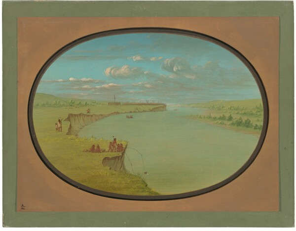 George Catlin, Mandan Village - A Distant View