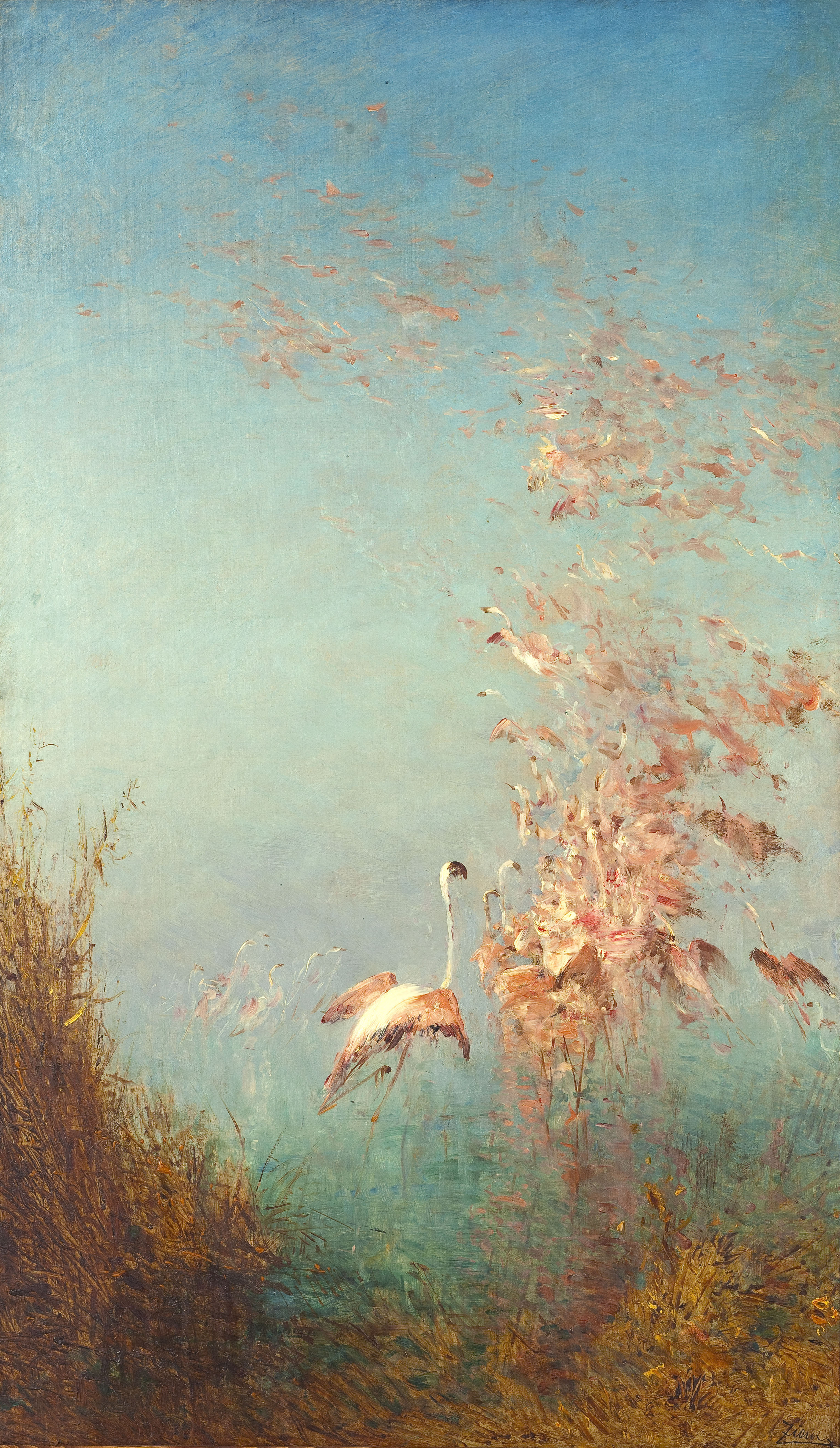 Félix Ziem, Envol de flamants roses, étang de Vaccarès