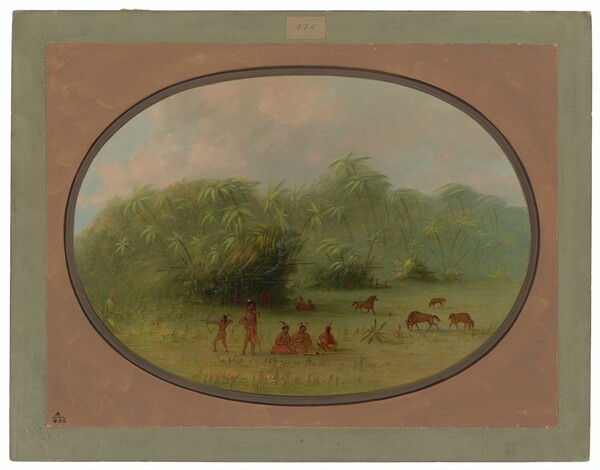 George Catlin, Indians and Horses in the Forest