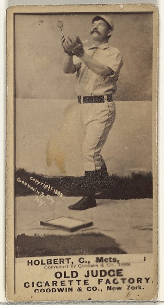 Goodwin & Company, William Henry "Bill" Holbert, Catcher, New York Metropolitans, from the Old Judge series (N172) for Old Judge Cigarettes