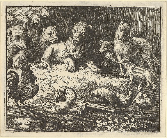 Allart van Everdingen, The Rooster Accuses Renard of Murdering his Chicken from Hendrick van Alcmar's Renard The Fox