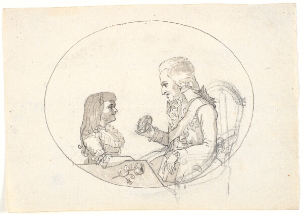 Gerhard Ludvig Lahde, Arveprins Frederik med arveprinsen (Chr. VIII) viser et portræt af den afdøde arveprinsesse Sofie Frederikke