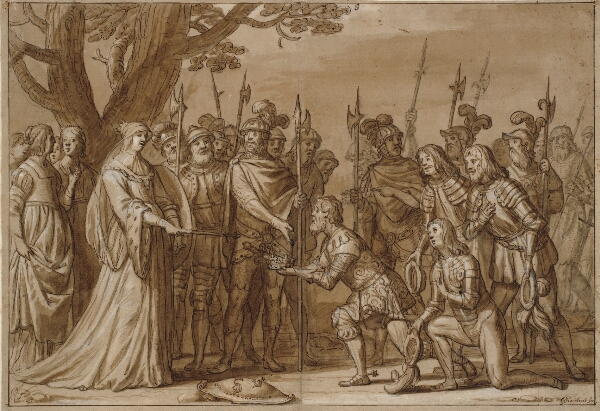Gerard van Honthorst, Kong Albrecht overrækker den svenske krone til dronning Margrethe I i 1389