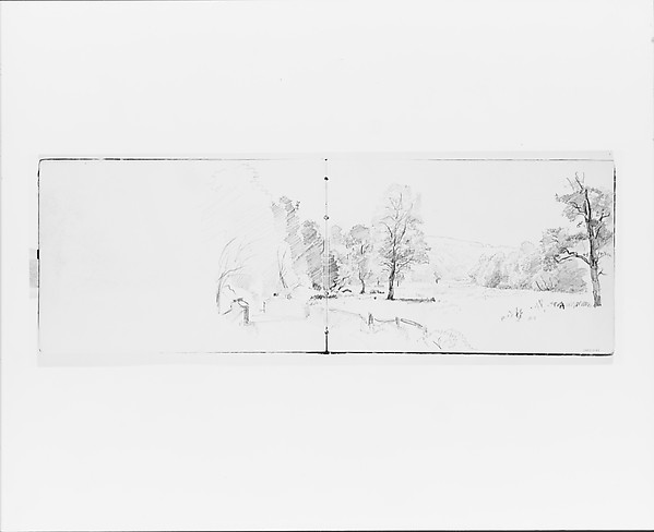 William Trost Richards, Trees and Fence Framing a Country Lane (from Sketchbook VII)