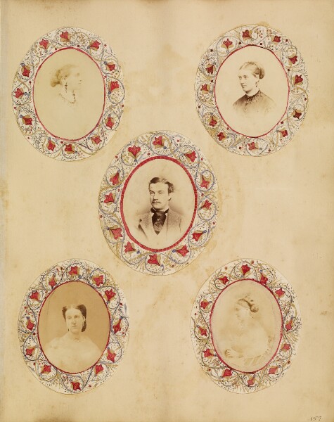 Unknown, [Photo collage of four female portraits and a portrait of the Honorable Oliver Montagu]