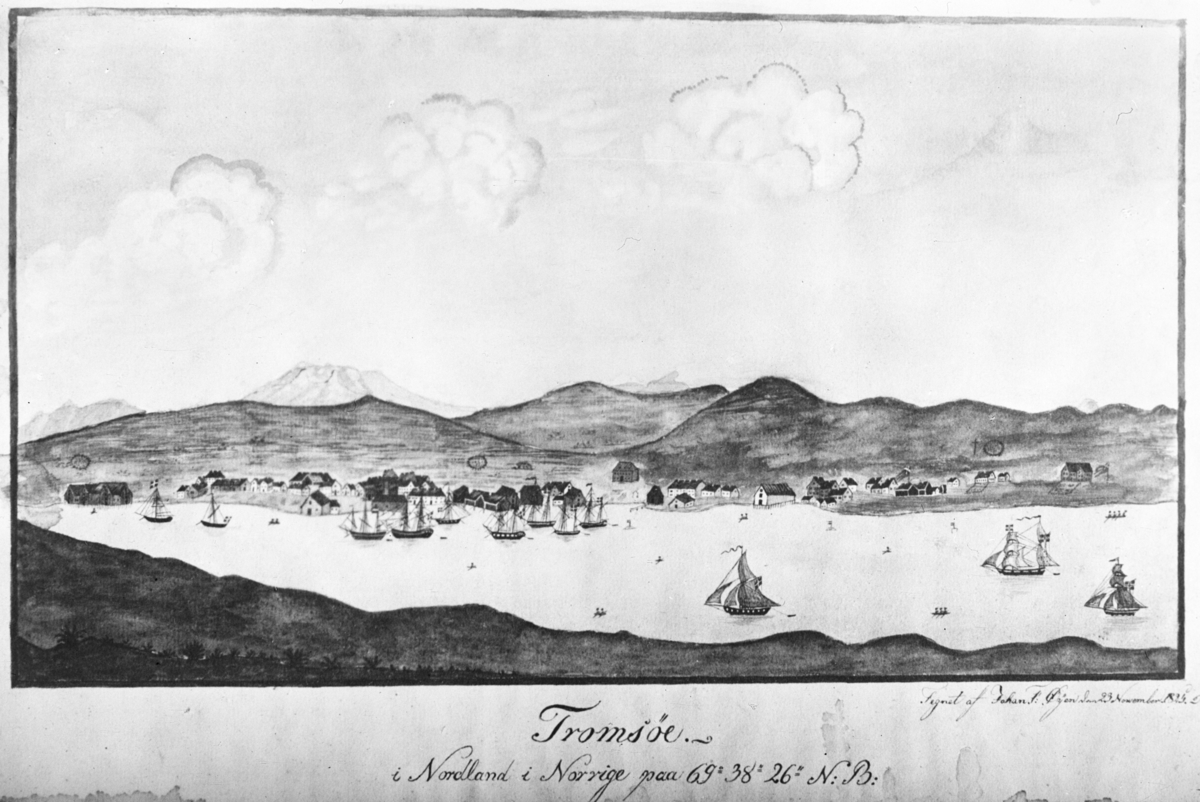 Anders Beer Wilse, Prot: Caspersen, hr. Tekst på bildet:Tromsöe. Nordland i Norrige paa 69' 38' 26'N:B:
