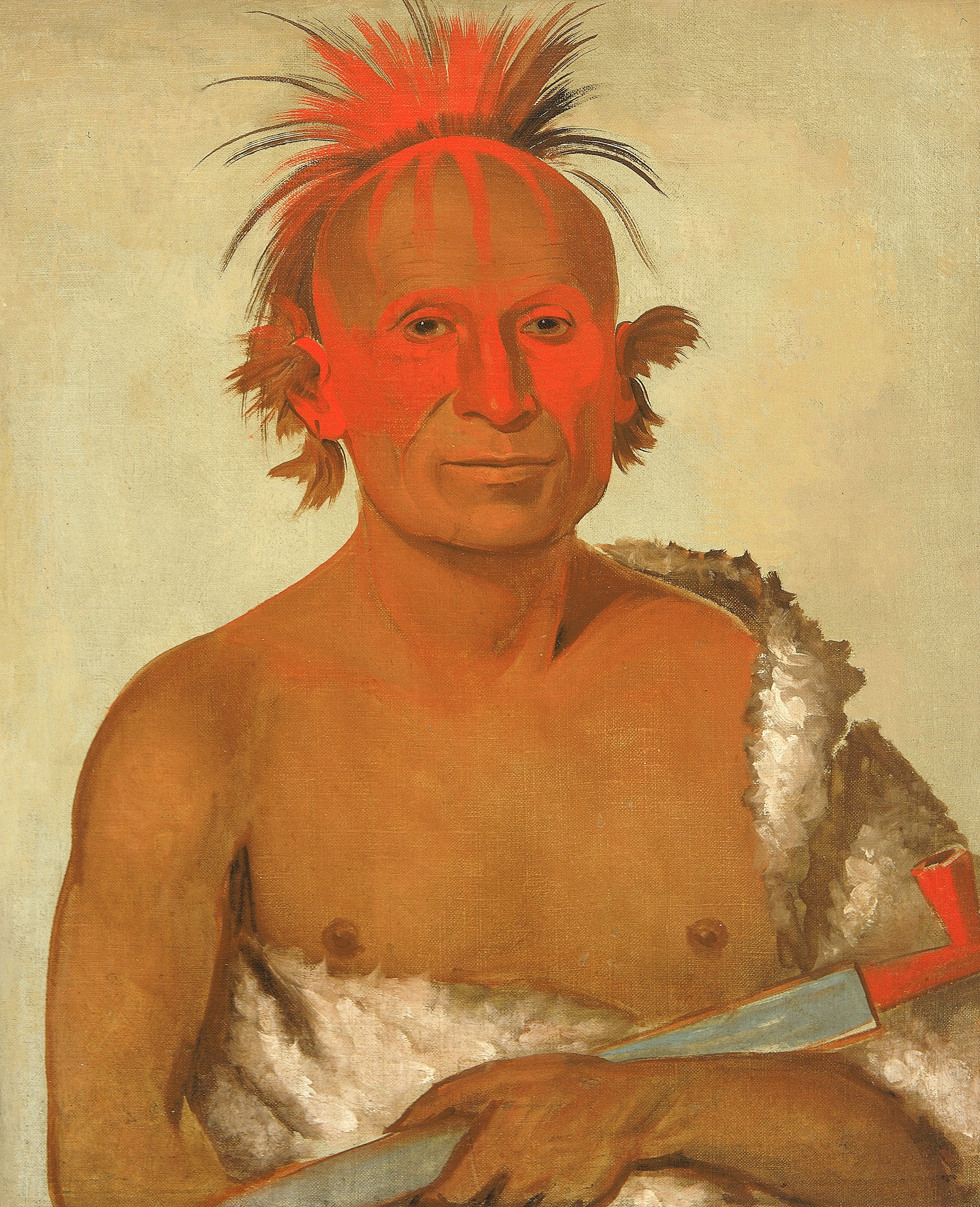 George Catlin, Pash-ee-pa-hó, Little Stabbing Chief, the Younger, One of Black Hawk's Braves