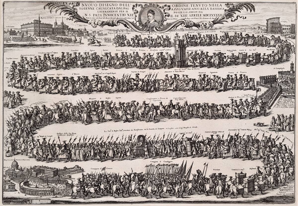 Anonym, Prozession zur Inbesitznahme ("Possesso") von San Giovanni in Laterano durch Papst Innozenz XII. in Rom am 13. April 1692