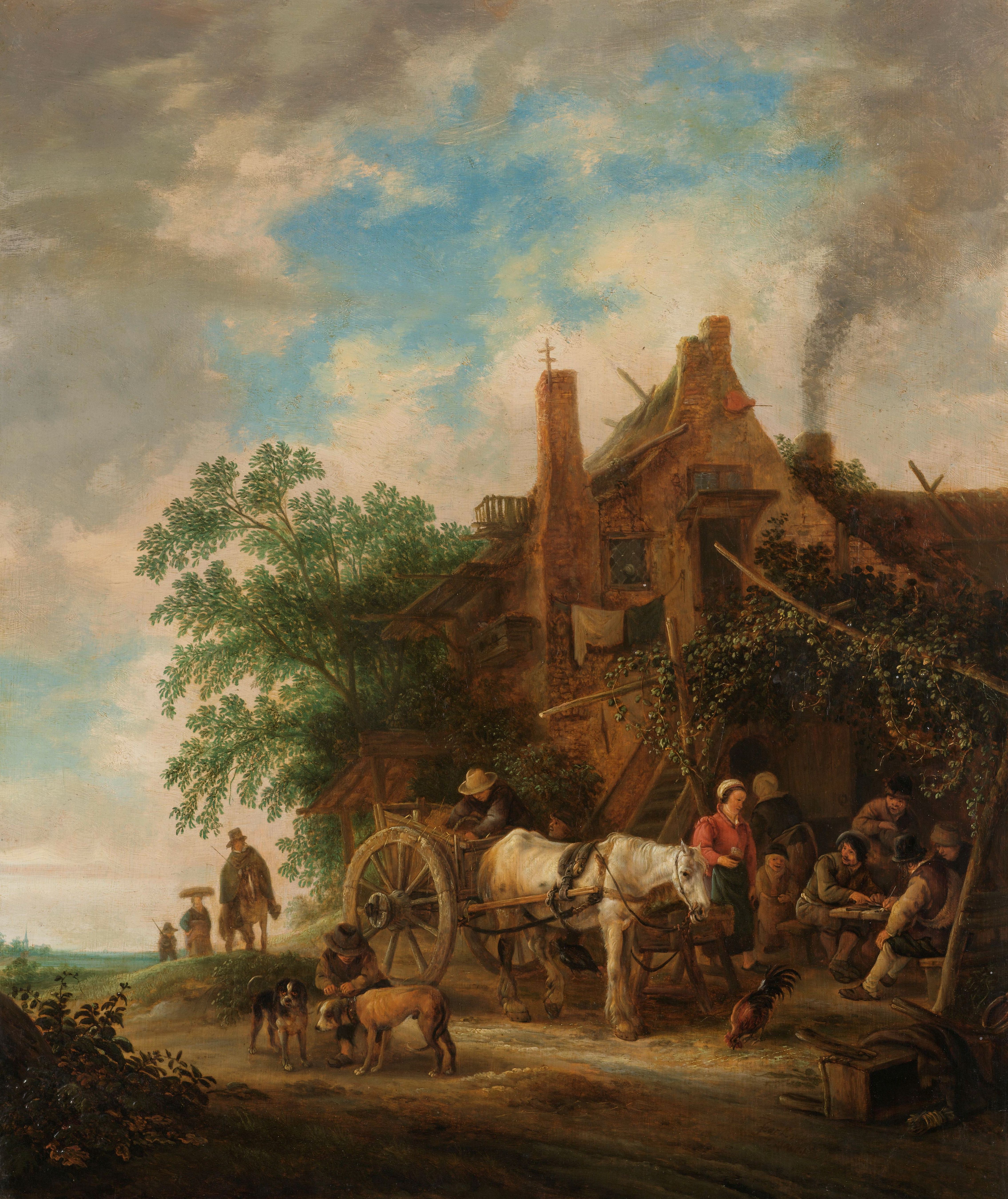 Isaac van Ostade, Country inn with horse and wagon