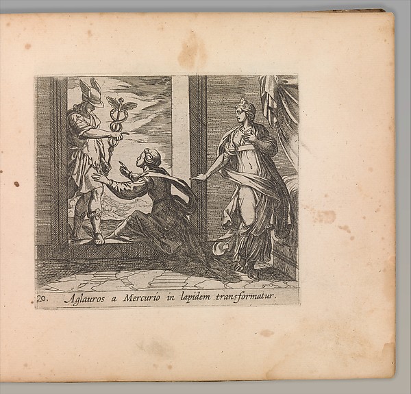 Antonio Tempesta, Mercury Turning Aglauros to Stone (Aglauros a Mercurio in lapidem transformatur), plate 20 from "The Metamorphoses of Ovid" (Metamorphosean Sive Transformationum)