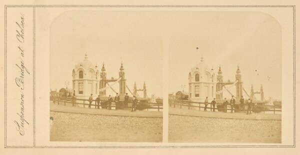Unknown, Stereoscopic View of Suspension Bridge between Battersea and Chelsea