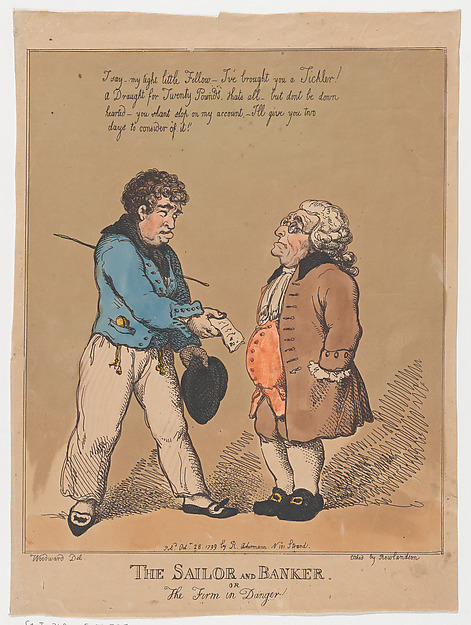 Thomas Rowlandson, The Sailor and Banker, or the Firm in Danger