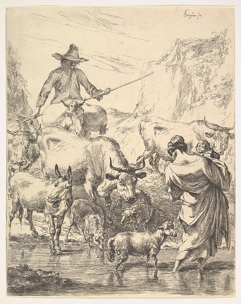 Nicolaes Berchem, Le Troupeau Traversant Le Ruisseau