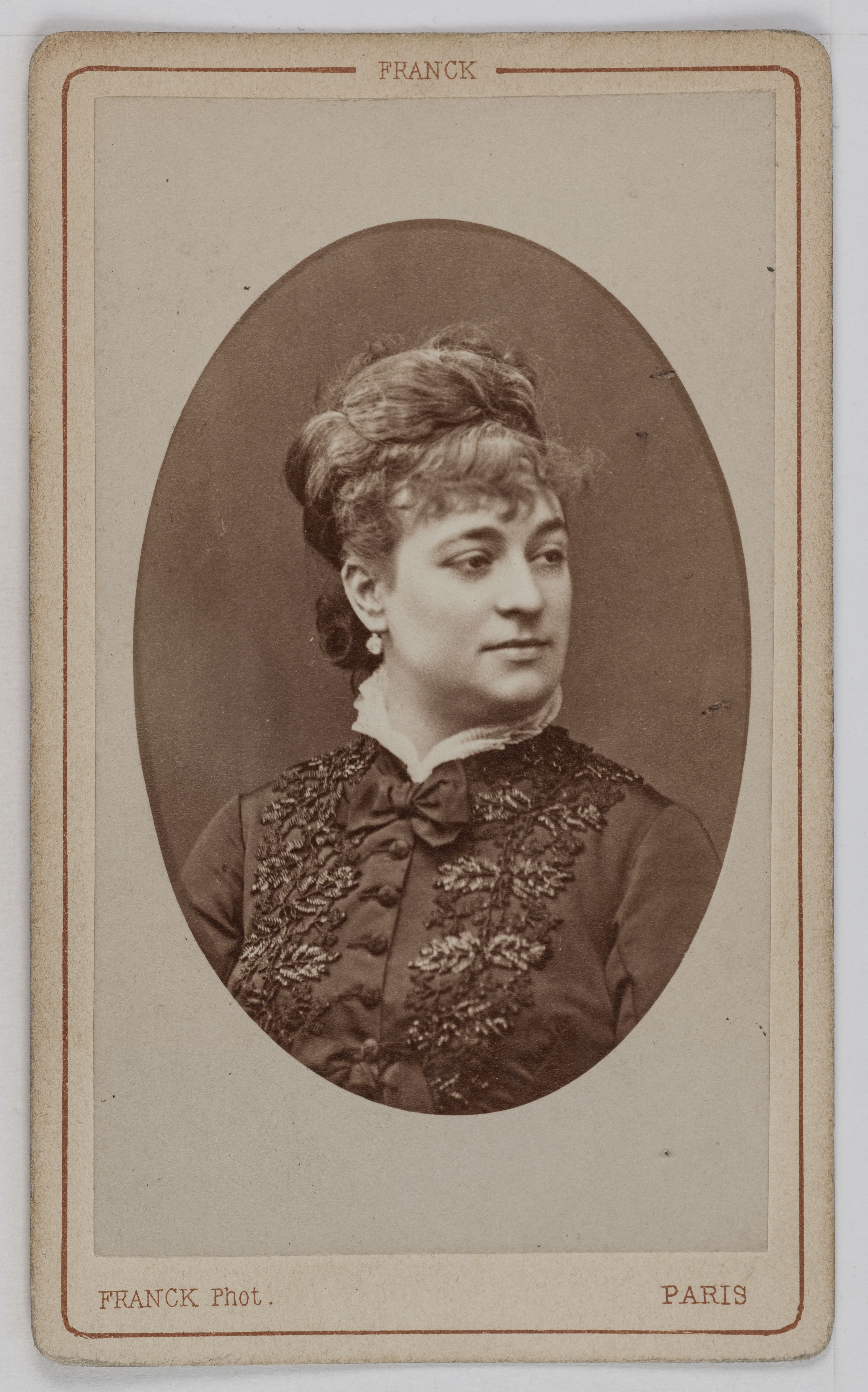 Franck, Portrait de Céline Anna Vanghel ou Van Ghell (18..-19..), mezzo-soprano hollandaise entre 1869 et 1879.