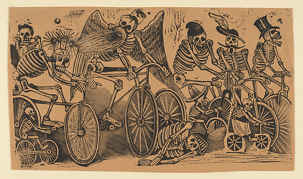 José Guadalupe Posada, Skeletons (calaveras) riding bicycles
