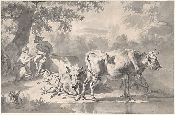 Adriaen van de Velde, Peasants with Cattle and Sheep