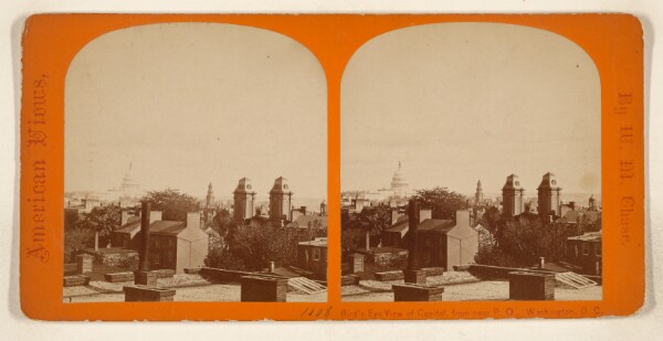 William M. Chase, Bird's Eye View of Capitol, from near P.O., Washington, D.C.