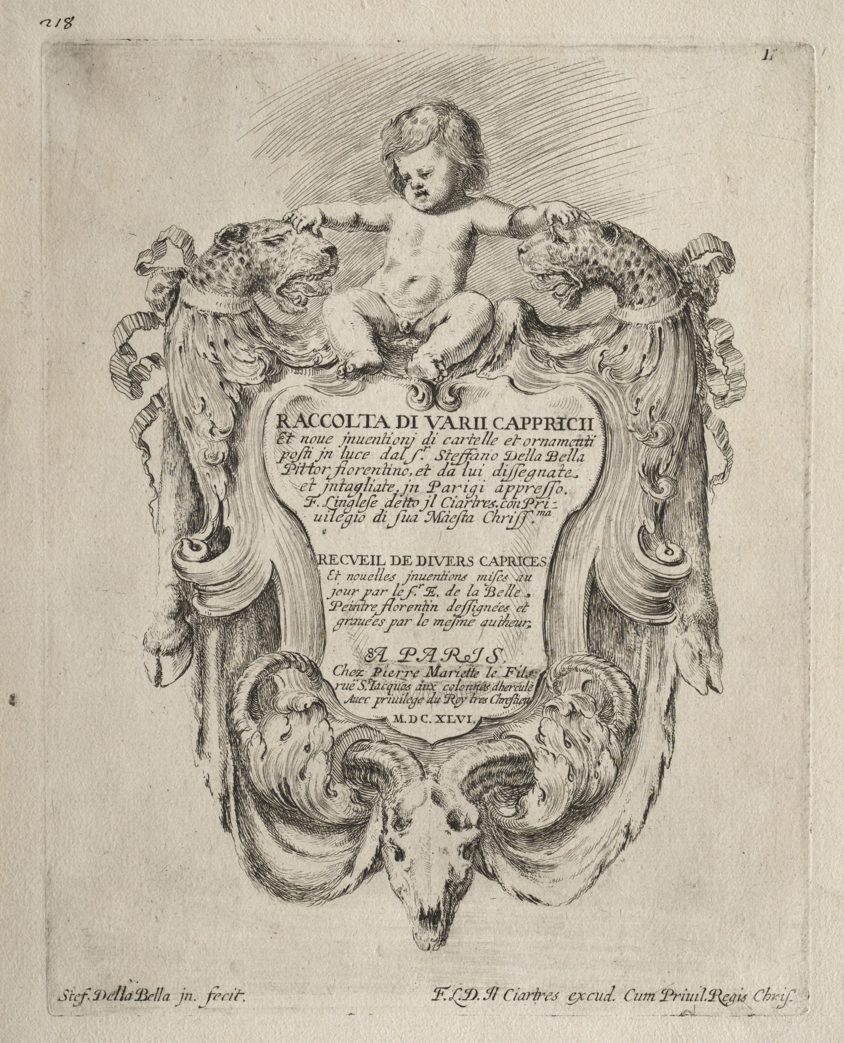 Stefano Della Bella, Collection of Various Caprices and New Designs of Cartouches and Ornaments