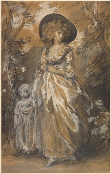 Thomas Gainsborough, A Lady Walking in a Garden with a Child