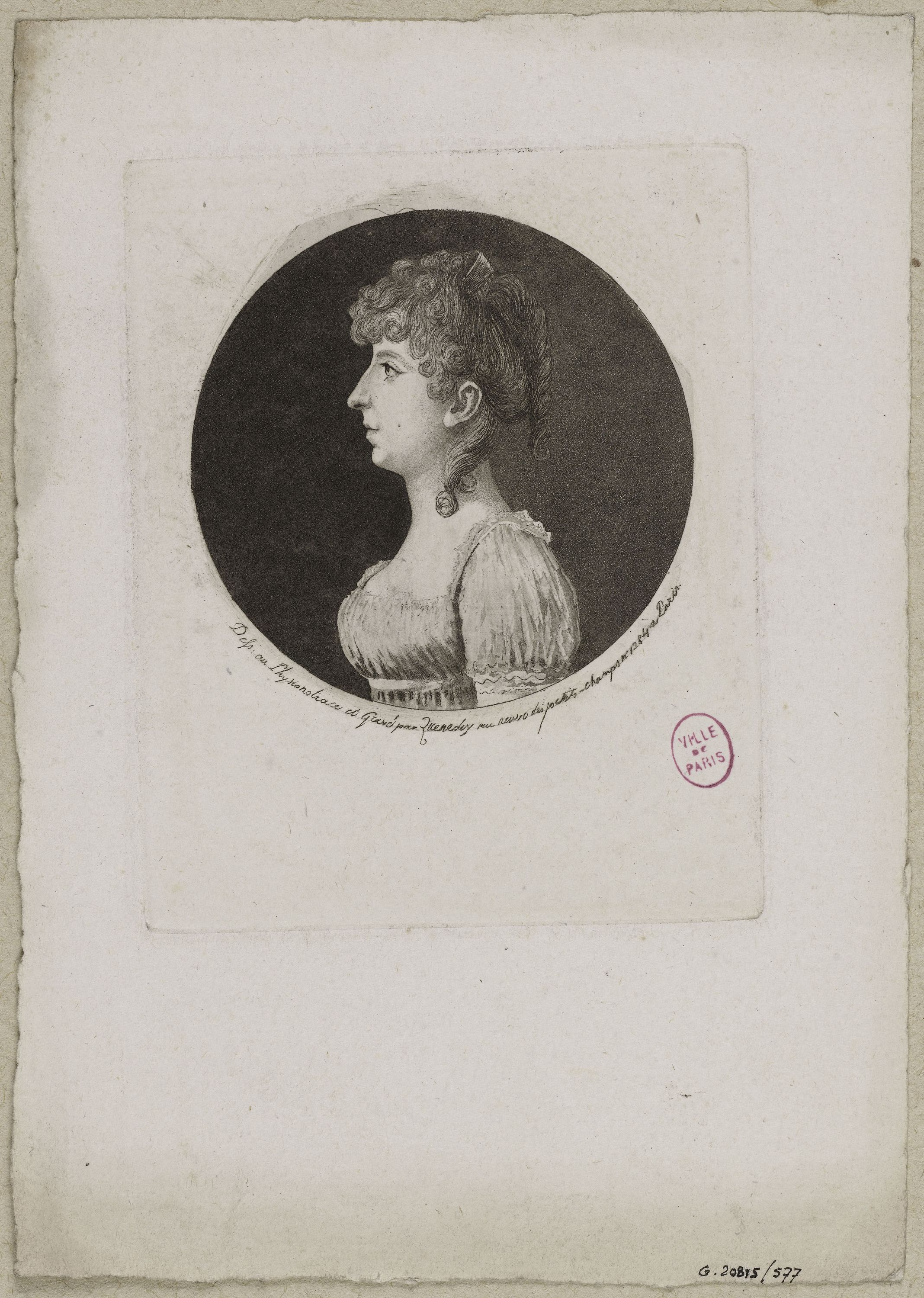 Edmé Quenedey, Portrait d'une femme, fin XVIIIème siècle/début XIXème siècle