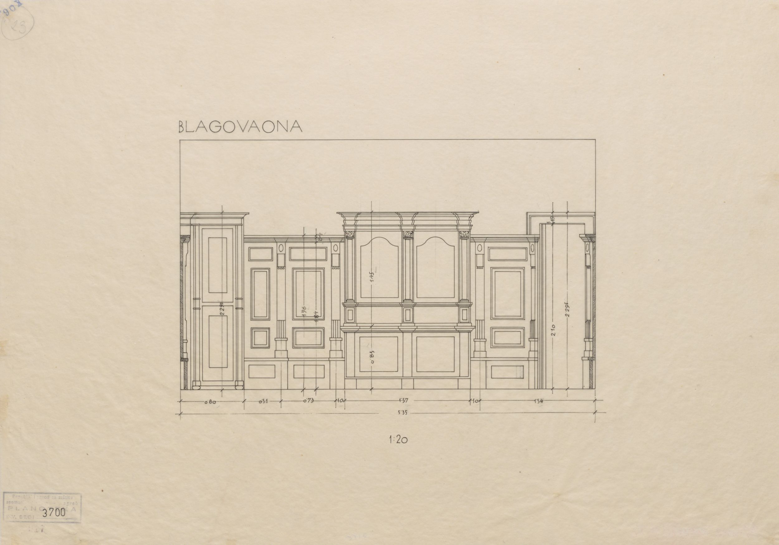 Viktor Kovačić, Vila Frangeš, blagavaona/drvena oplata