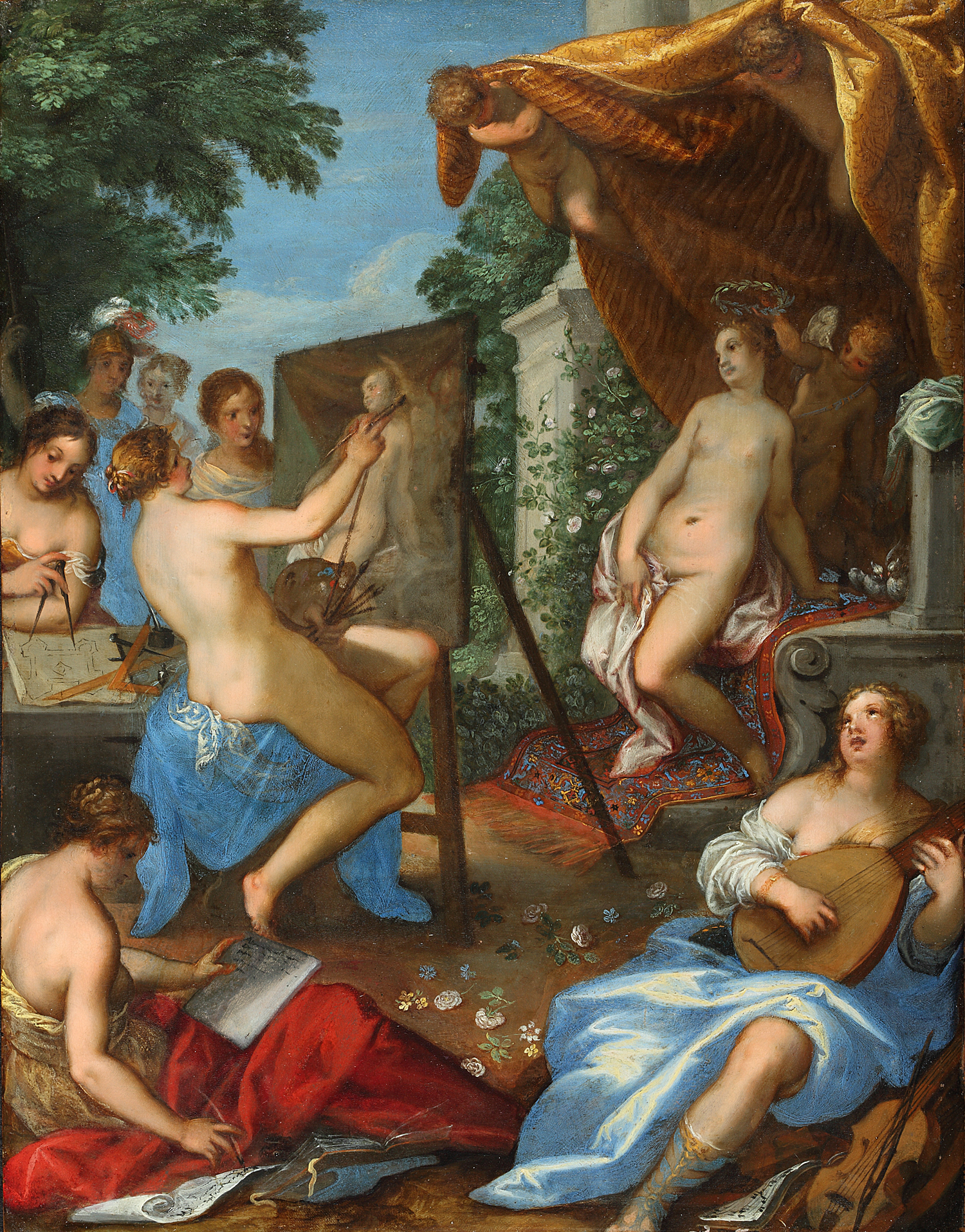 Hans Rottenhammer, Allegory of Arts with Venus and Pictura painting