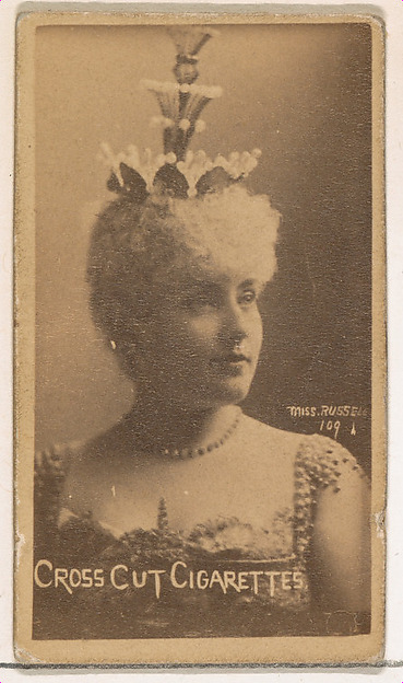 W. Duke, Sons & Co., Card Number 109, Lillian Russell, from the Actors and Actresses series (N145-1) issued by Duke Sons & Co. to promote Cross Cut Cigarettes