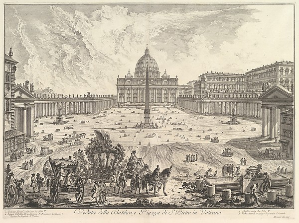 Giovanni Battista Piranesi, View of St. Peter's Basilica and Piazza in the Vatican, from "Vedute di Roma" (Roman Views)