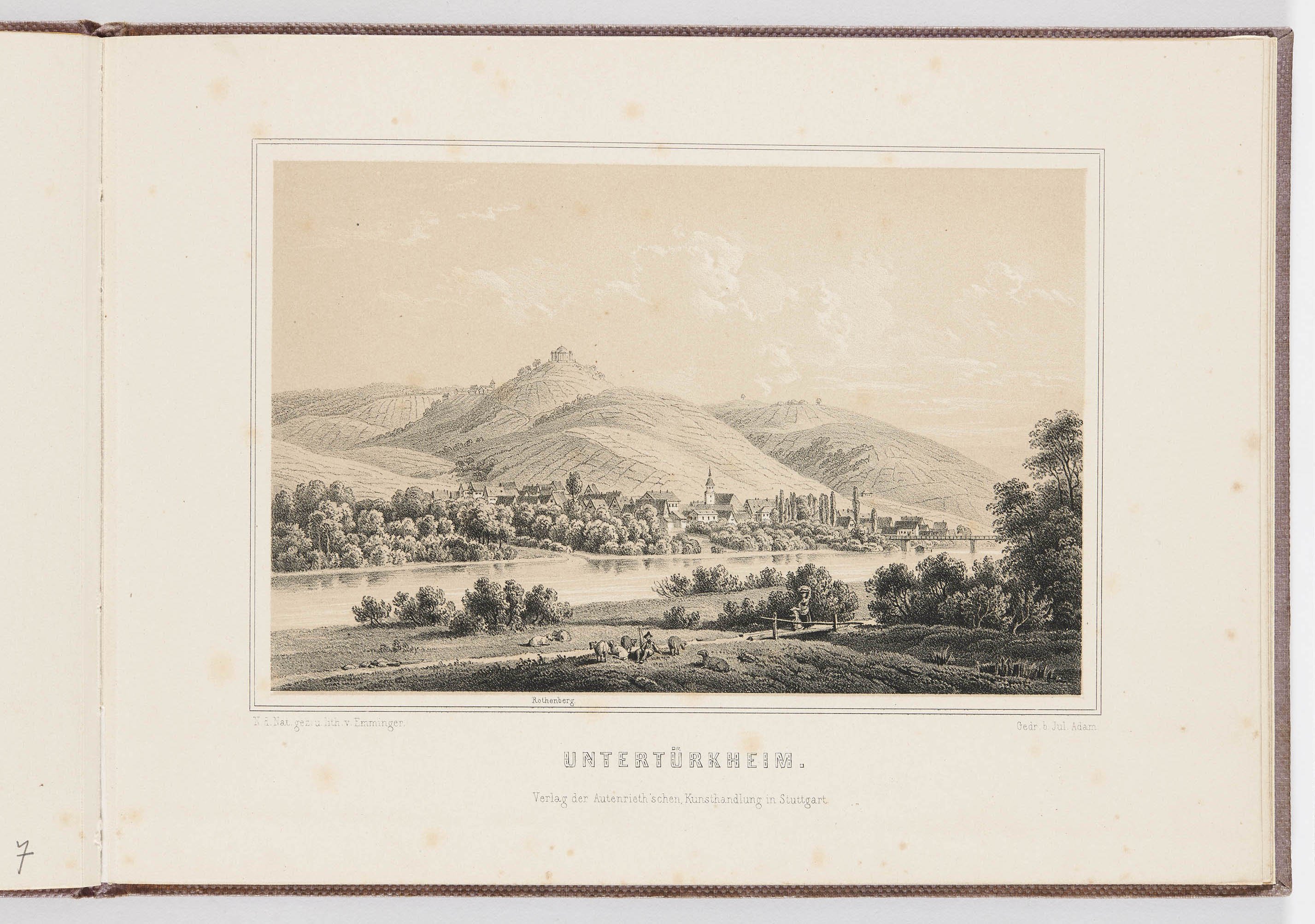 Eberhard Emminger, "Album von Stuttgart", Blatt 8: "Untertürkheim."