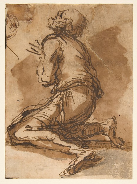 Salvator Rosa, Old Man Kneeling Facing Upper Left