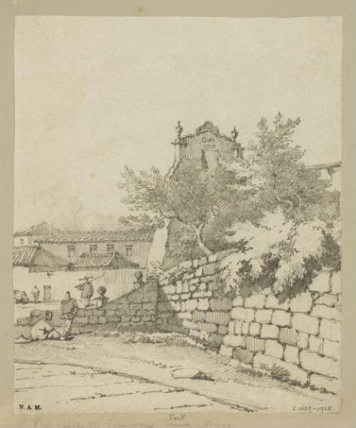 George Chinnery, The wall below the church of S. Francisco, Macau