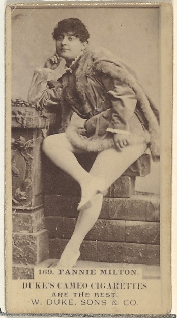 W. Duke, Sons & Co., Card Number 169, Fannie Milton, from the Actors and Actresses series (N145-5) issued by Duke Sons & Co. to promote Cameo Cigarettes