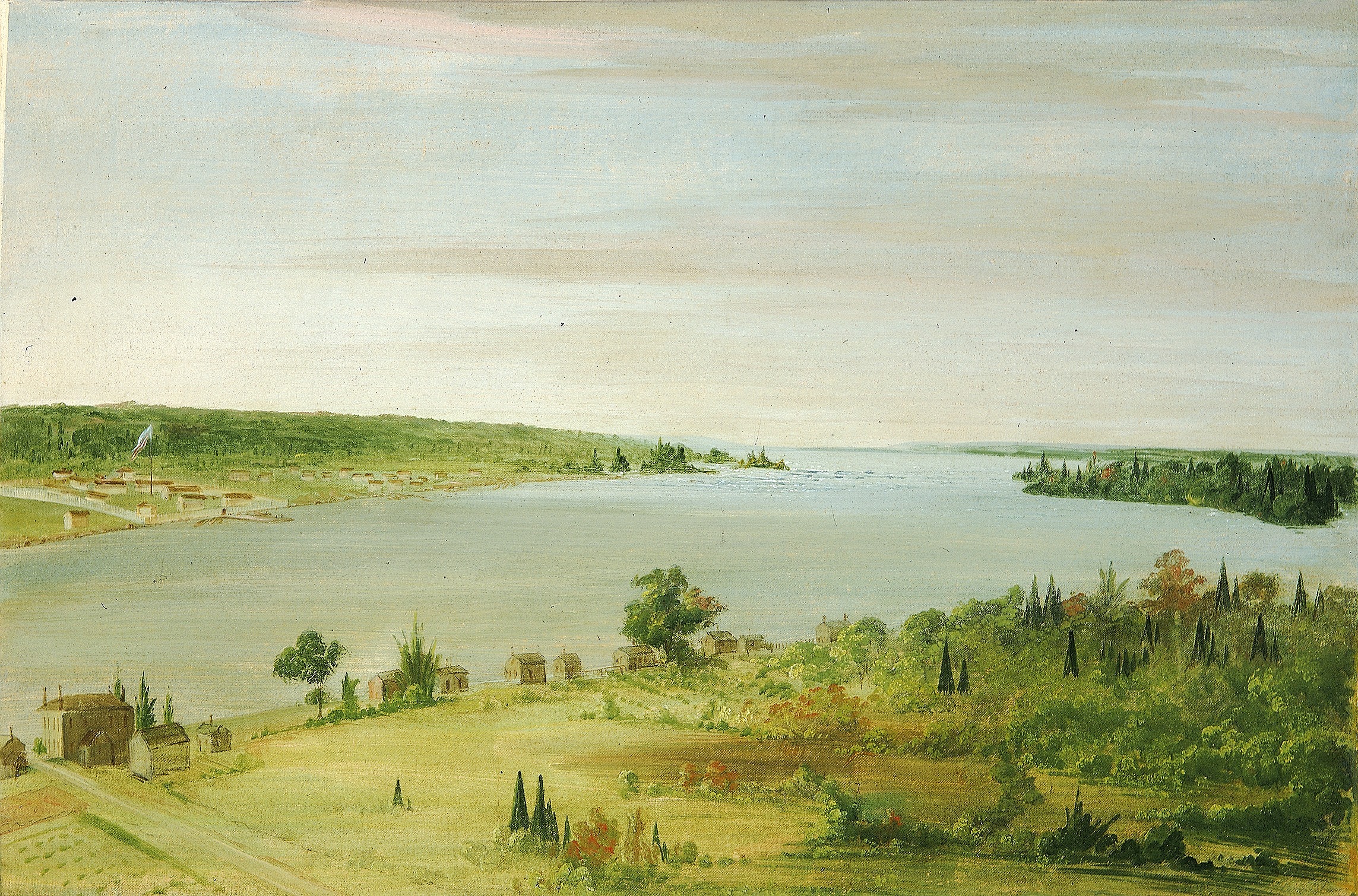George Catlin, Sault Ste. Marie, Showing the United States Garrison in the Distance