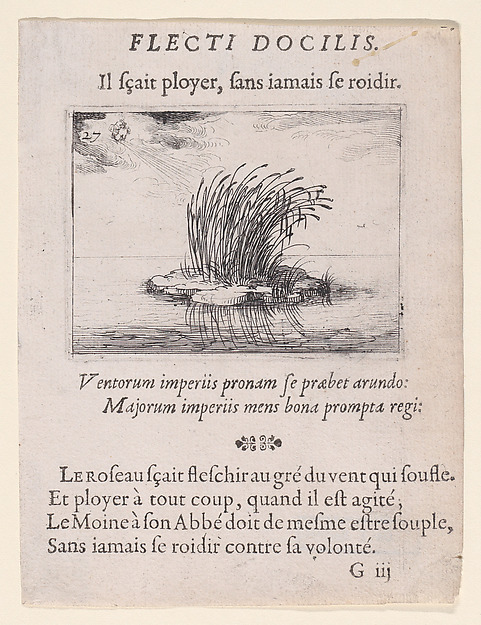 Jacques Callot, Les Roseaux et Le Vent (The Reed and The Wind), plate 27 from "Lux Claustri ou La Lumière du Cloitre" (The Light of the Cloisters)