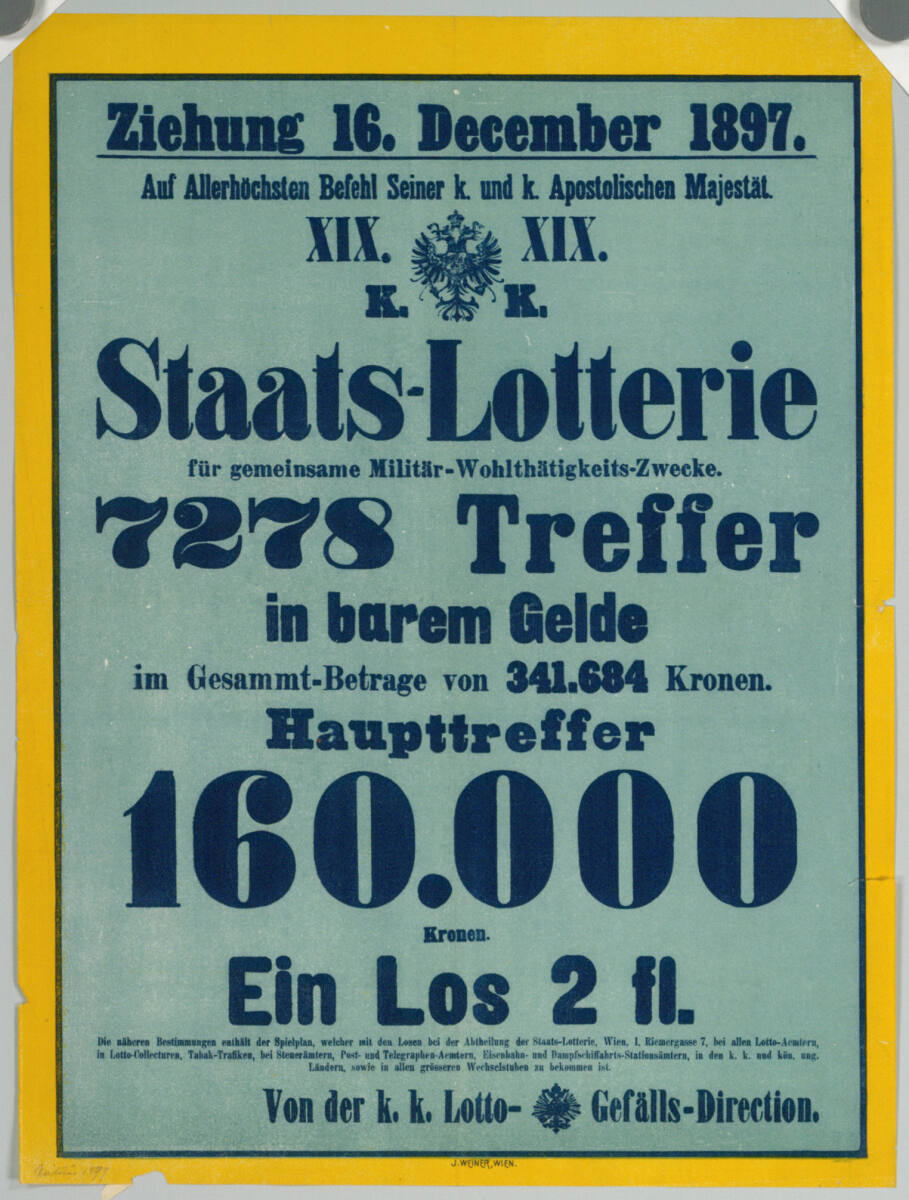 Anonym, XIX. Staats-Lotterie für gemeinsame Militär-Wohltätigkeits-Zwecke; 1897