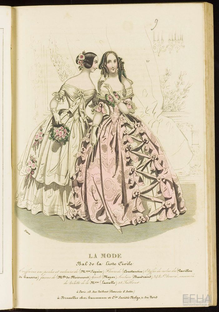 Unknown artist, Modeprent (in kleur) uit 'La mode : album des salons' 1842-01-06
