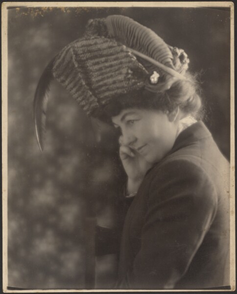 Louis Fleckenstein, [Portrait of a Woman with Feathered Hat]