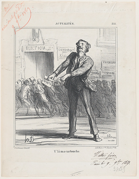 Honoré Daumier, This is my "bullet," from 'News of the day,' published in Le Charivari, November 20, 1869
