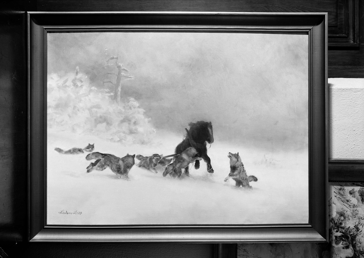 Gunnar Sundgren, Oljemålning signerad Lindorm Liljefors tillhörande Per Johan Högfeldt, Nyborgs gård, Håtuna socken, Uppland 1940