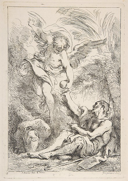 Jean Honoré Fragonard, An Angel Bringing Food to a Hermit