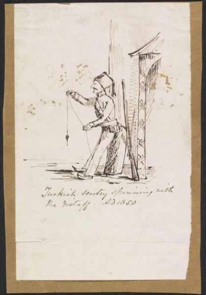 Unknown, Turkish sentry spinning with the distaff