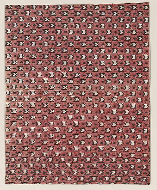 Anonymous, Sheet with overall red and black geometric pattern