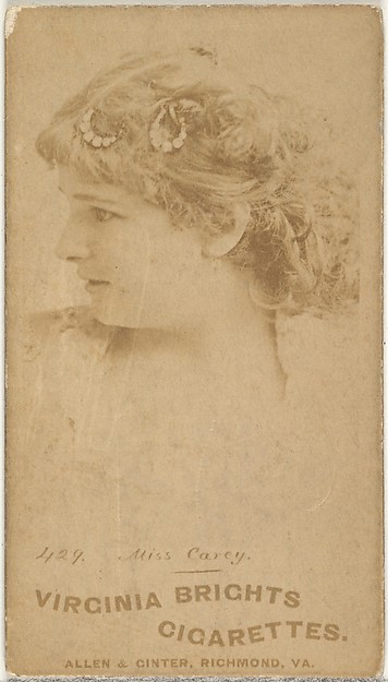 Allen & Ginter, Card 429, Miss Carey, from the Actors and Actresses series (N45, Type 1) for Virginia Brights Cigarettes