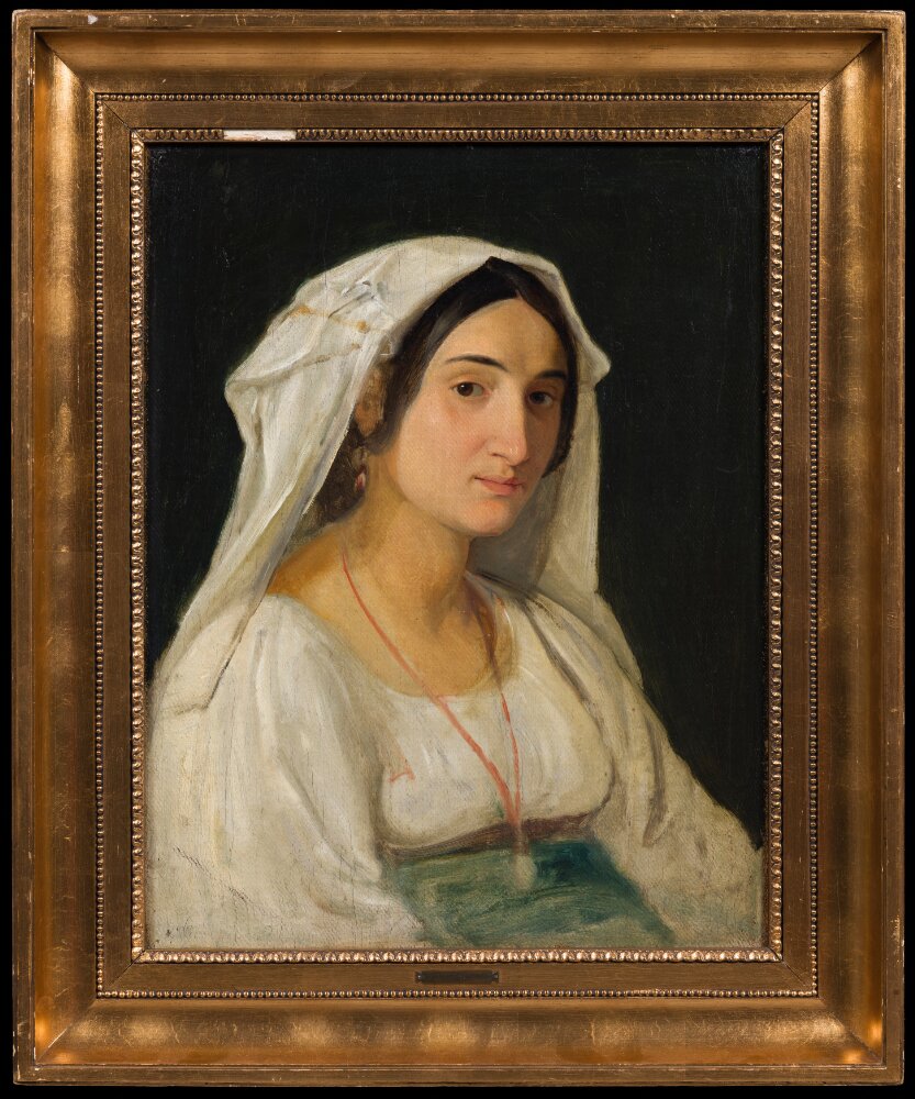 Wilhelm Marstrand, An Italian Woman From the Area of Lake Albano Wearing a White Head Piece