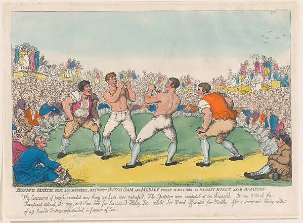 Thomas Rowlandson, Boxing Match for 200 Guineas, Betwixt Dutch Sam and Medley Fought 31 May 1810, on Moulsey Hurst Near Hampton