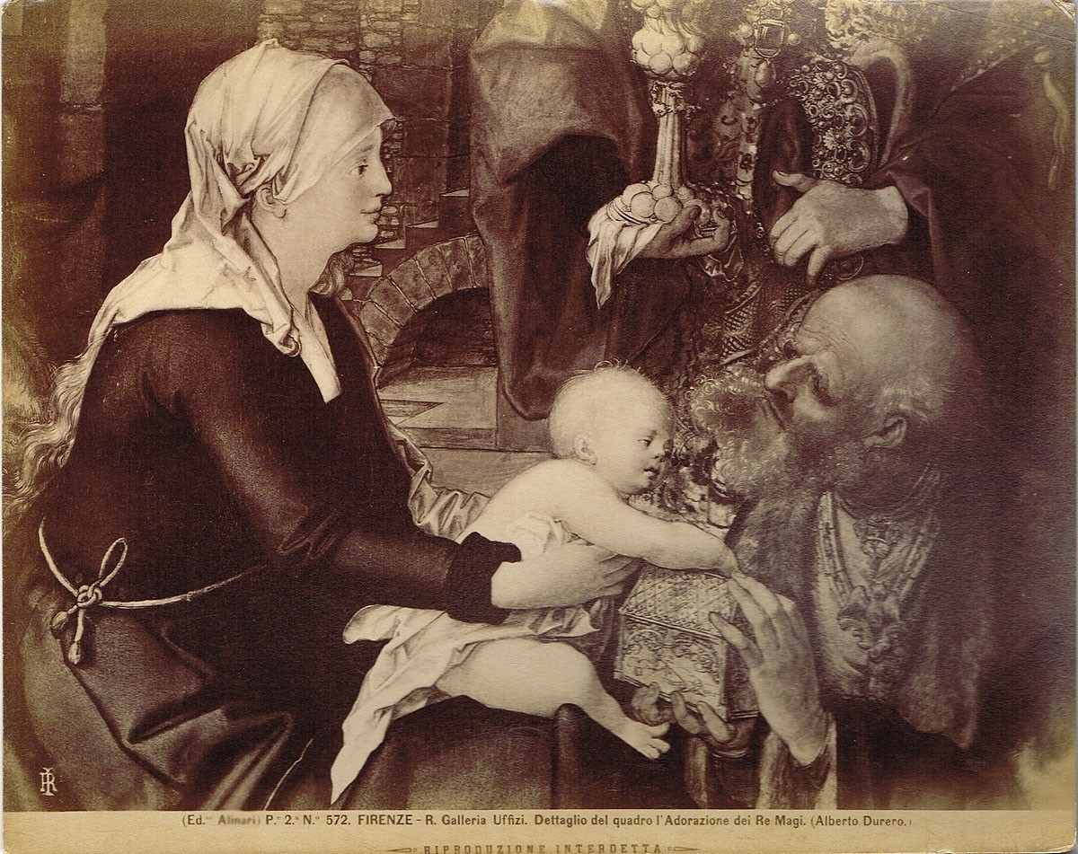 Fratelli Alinari, Albrecht Dürer: Die Anbetung der Könige (Detail), Galleria degli Uffizi, Florenz