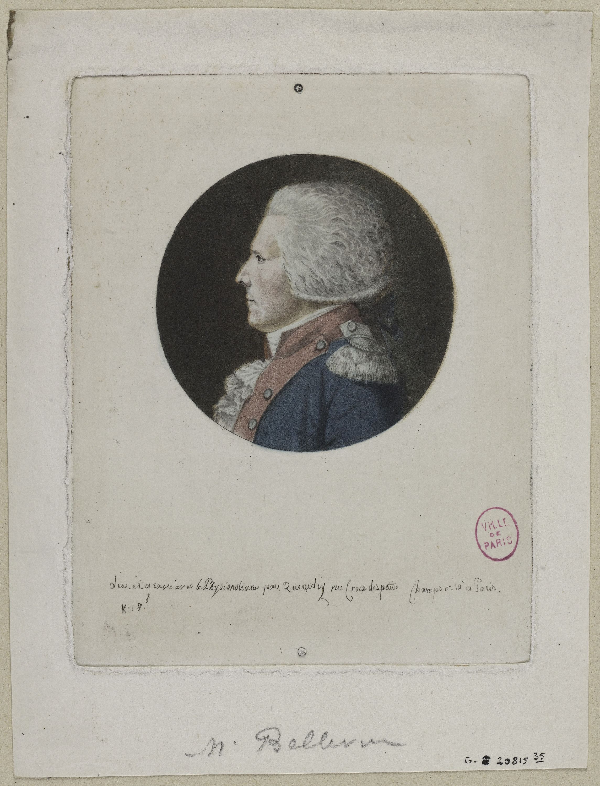 Edmé Quenedey, Portrait de Monsieur Bellevue