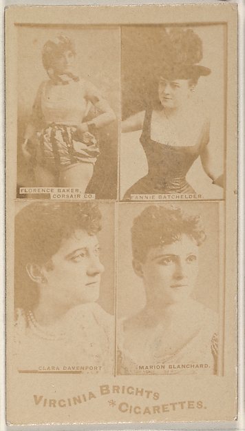 Allen & Ginter, Florence Baker, Corsair Co./ Fannie Batchelder/ Clara Davenport/ Marion Blanchard, from the Actors and Actresses series (N45, Type 4) for Virginia Brights Cigarettes